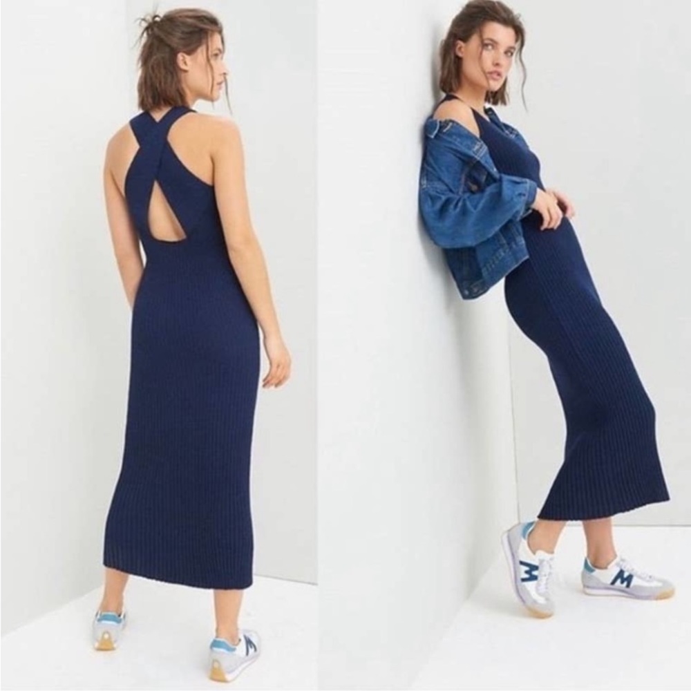 Anthropologie Saturday Sunday Navy Knit Maxi Dress size Small - Picture 1 of 7